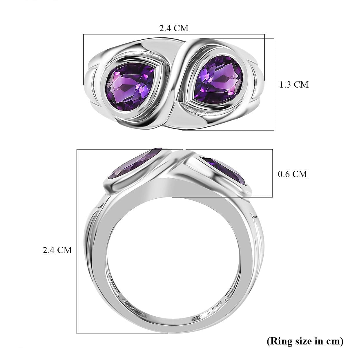 Moroccan Amethyst Ring in Platinum Overlay Sterling Silver 2.20 Ct.