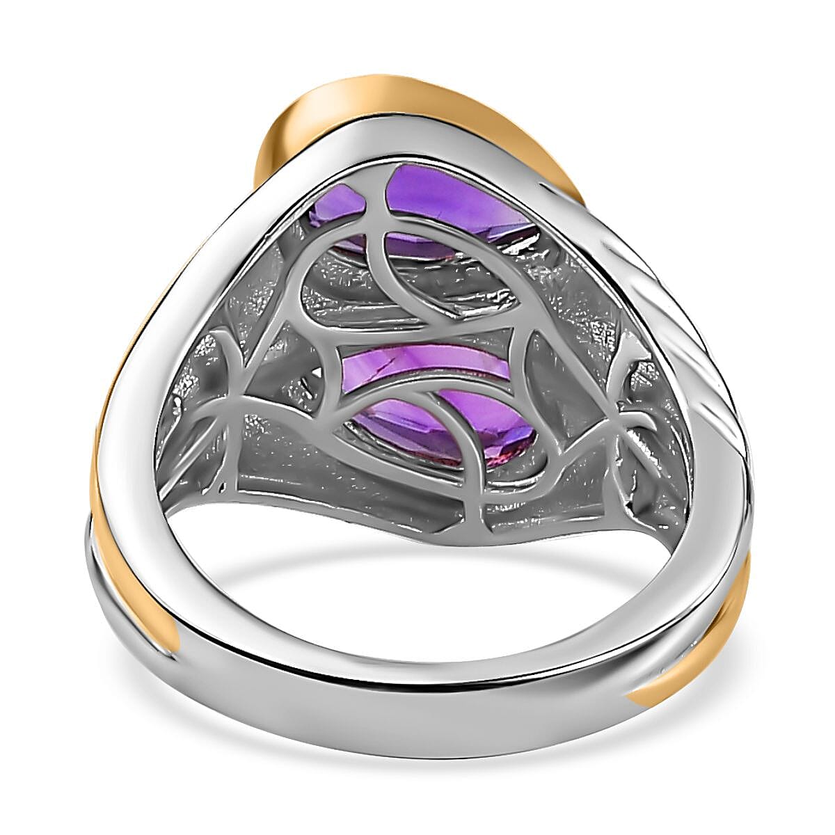 Moroccan Amethyst Ring in 18K Yellow Gold Vermeil & Platinum Plated Sterling Silver 2.35 Ct. Moroccan Amethyst Ring in 18K Yellow Gold Vermeil & Platinum Plated Sterling Silver 2.35 Ct.