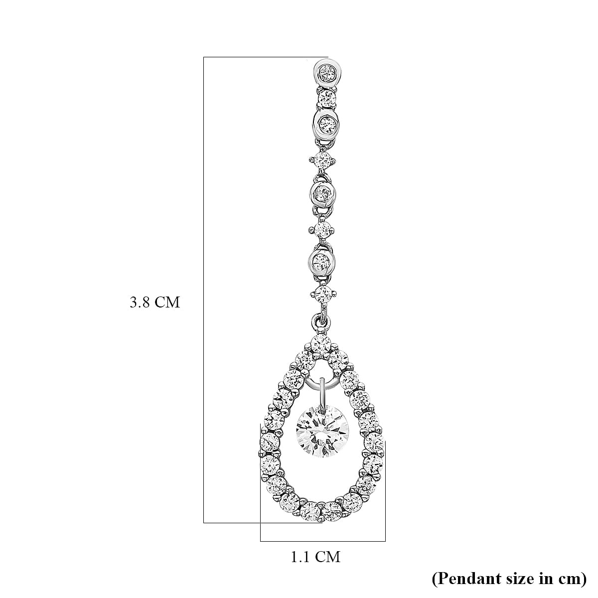 9K White Gold Cubic Zirconia Teardrop Pendant