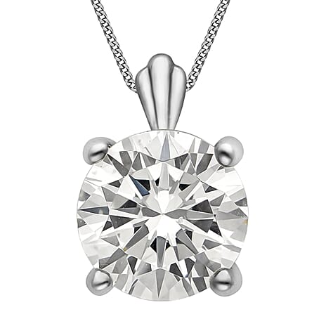 9K White Gold Cubic Zirconia Solitaire Pendant