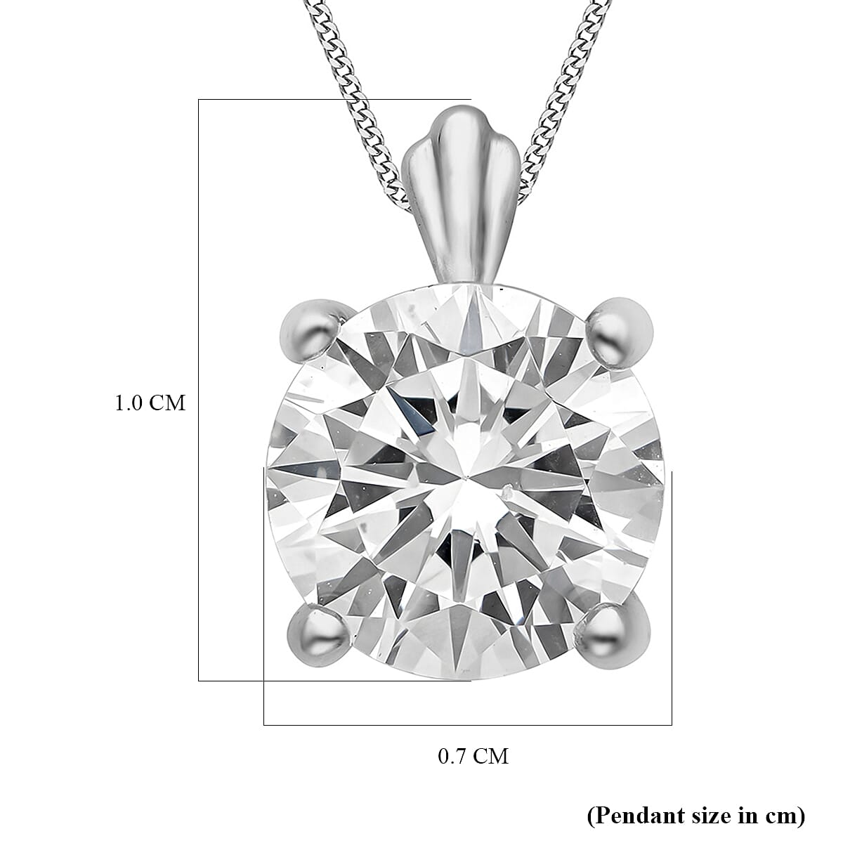 9K White Gold Cubic Zirconia Solitaire Pendant