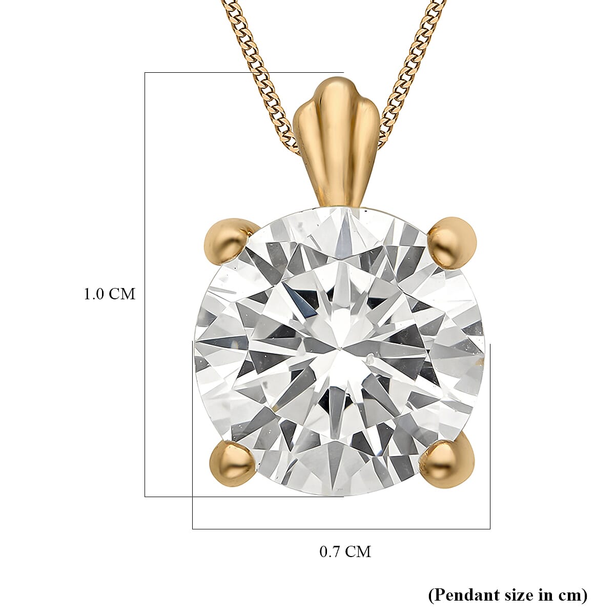 9K Rose Gold Cubic Zirconia Solitaire Pendant