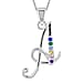 A Initial Silver Pendant with Multi Gemstone