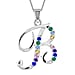 A Initial Silver Pendant with Multi Gemstone