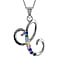 F Initial Silver Pendant with Multi Gemstone