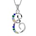 A Initial Silver Pendant with Multi Gemstone