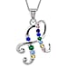 A Initial Silver Pendant with Multi Gemstone