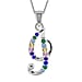 A Initial Silver Pendant with Multi Gemstone