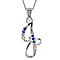 F Initial Silver Pendant with Multi Gemstone