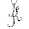 F Initial Silver Pendant with Multi Gemstone