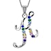 A Initial Silver Pendant with Multi Gemstone