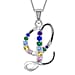 A Initial Silver Pendant with Multi Gemstone
