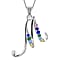 F Initial Silver Pendant with Multi Gemstone