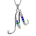 A Initial Silver Pendant with Multi Gemstone