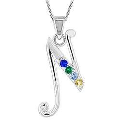 O Initial Silver Pendant with Multi Gemstone