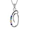 F Initial Silver Pendant with Multi Gemstone