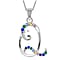 F Initial Silver Pendant with Multi Gemstone