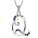 A Initial Silver Pendant with Multi Gemstone
