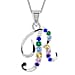 A Initial Silver Pendant with Multi Gemstone