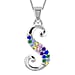 A Initial Silver Pendant with Multi Gemstone