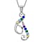 F Initial Silver Pendant with Multi Gemstone