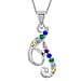 A Initial Silver Pendant with Multi Gemstone