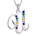 A Initial Silver Pendant with Multi Gemstone