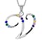 F Initial Silver Pendant with Multi Gemstone