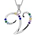 A Initial Silver Pendant with Multi Gemstone