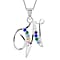 F Initial Silver Pendant with Multi Gemstone