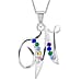 A Initial Silver Pendant with Multi Gemstone