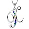 F Initial Silver Pendant with Multi Gemstone