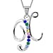 A Initial Silver Pendant with Multi Gemstone