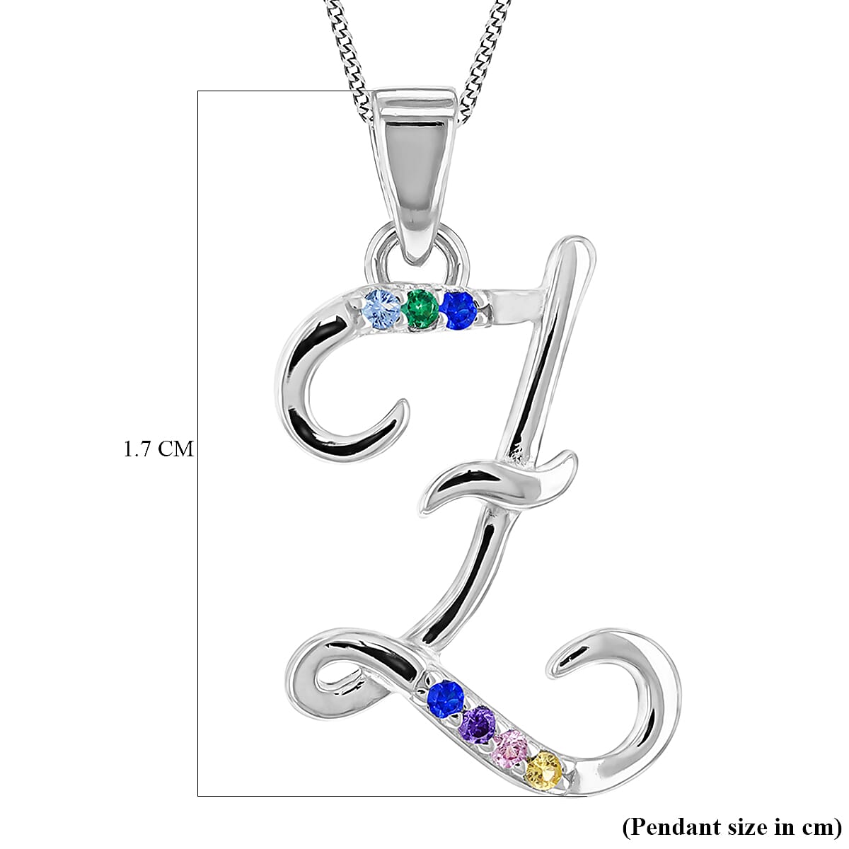 Multi Cubic Zircona Script Z Initial Pendant in Sterling Silver