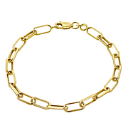 Hatton Garden CloseOut - 9K Yellow Gold Faceted Paper Link Bracelet (Size - 7.5)