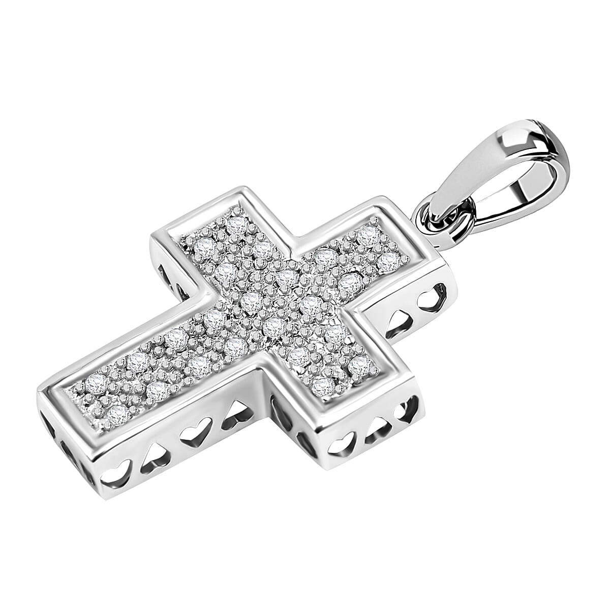 9K White Gold Diamond Cross Pendant
