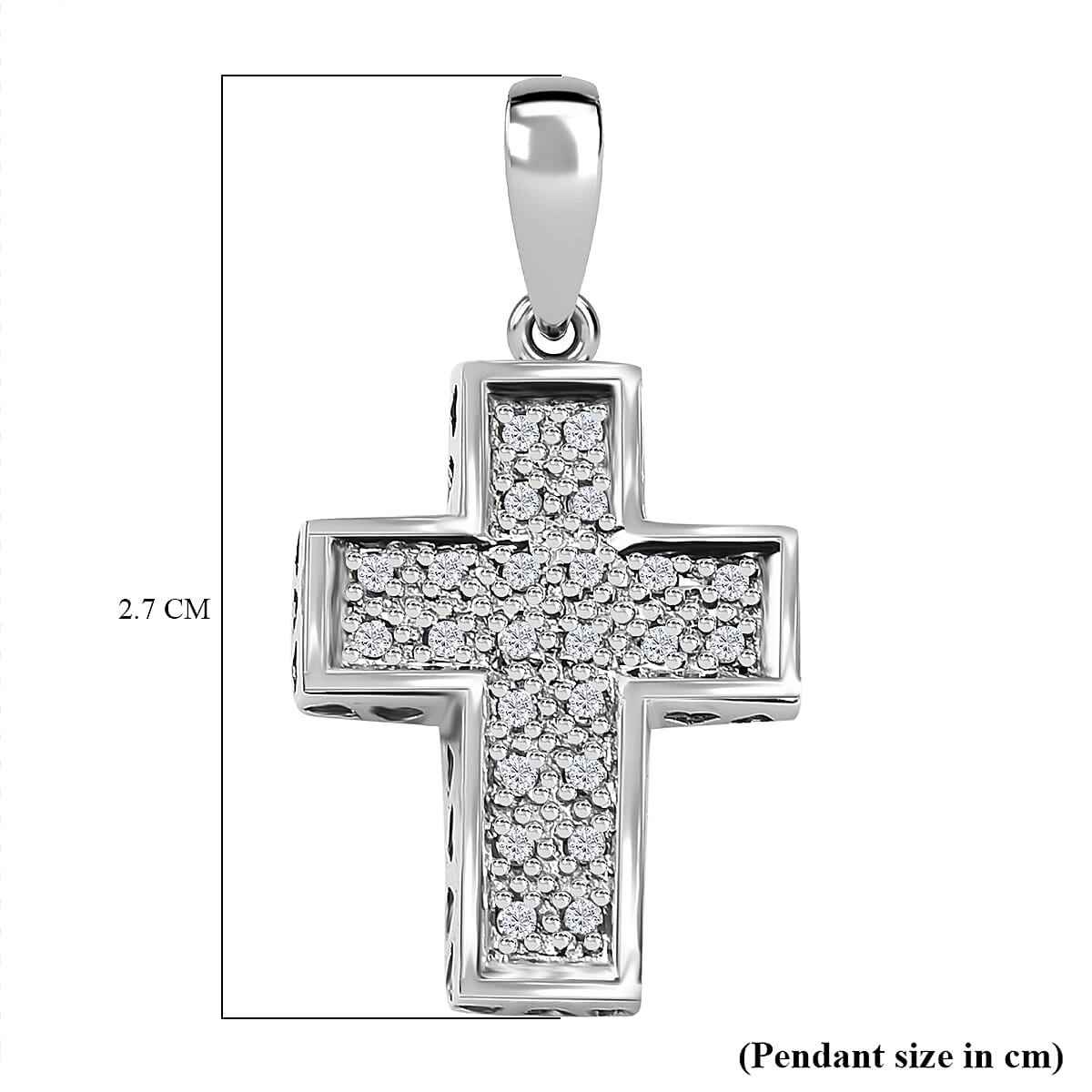 9K White Gold Diamond Cross Pendant
