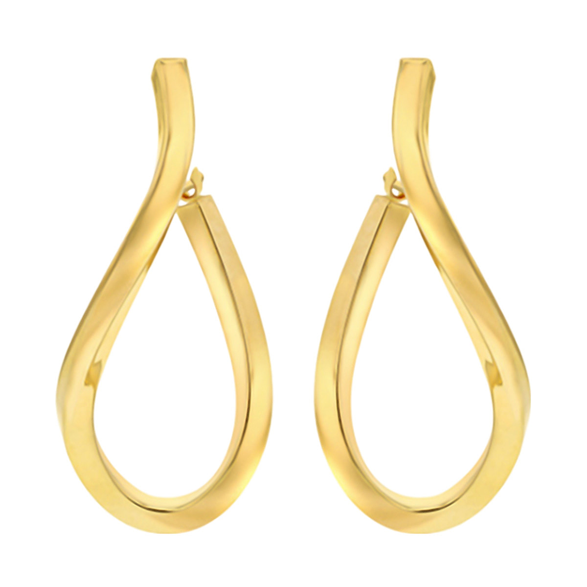 Vicenza Closeout - 9K Yellow Gold Illusion Wave Creole Earrings