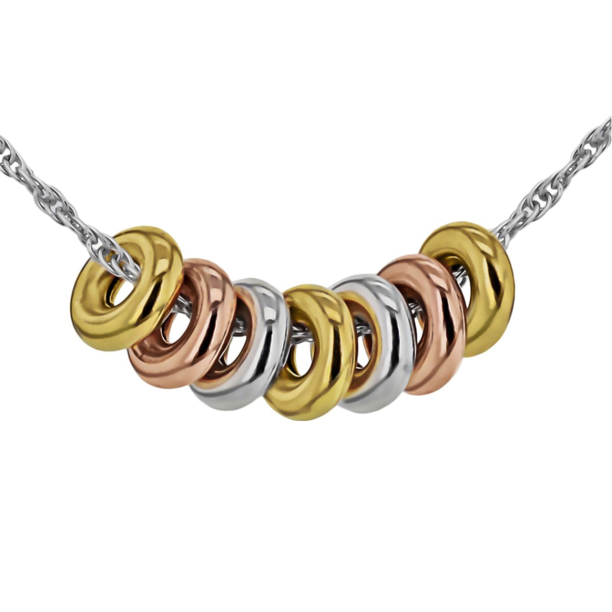 Italian Closeout - 7 Rings Prince of Wales Chain Necklace in Sterling Silver (Size - 18)