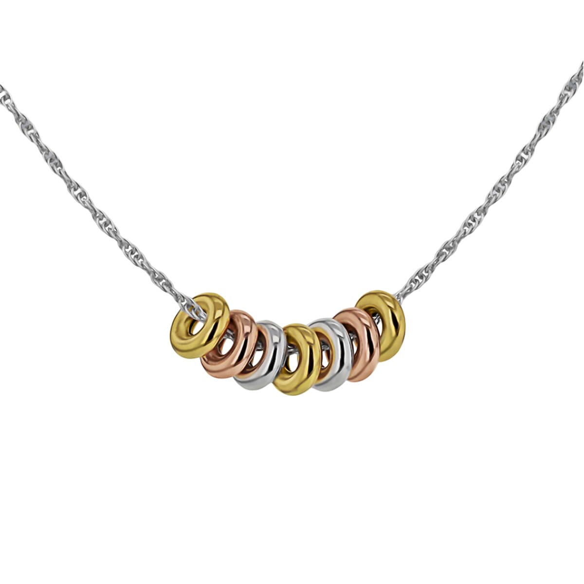 Italian Closeout - 7 Rings Prince of Wales Chain Necklace in Sterling Silver (Size - 18)