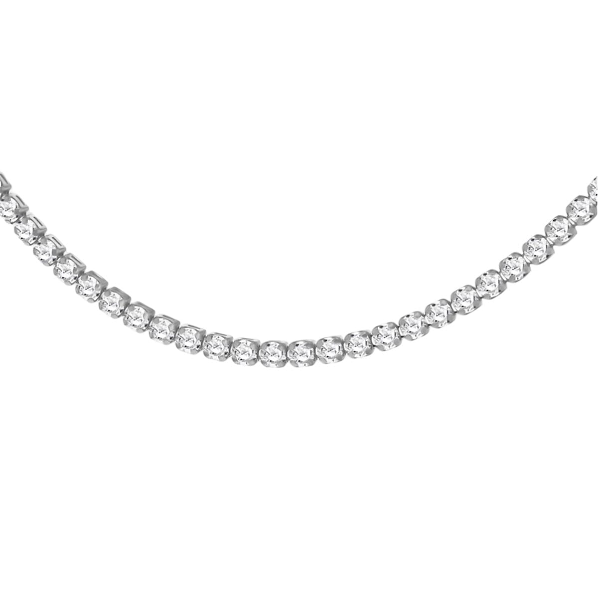 Italian Closeout - Cubic Zirconia Tennis Necklace in Platinum Overlay Sterling Silver (Size - 17).