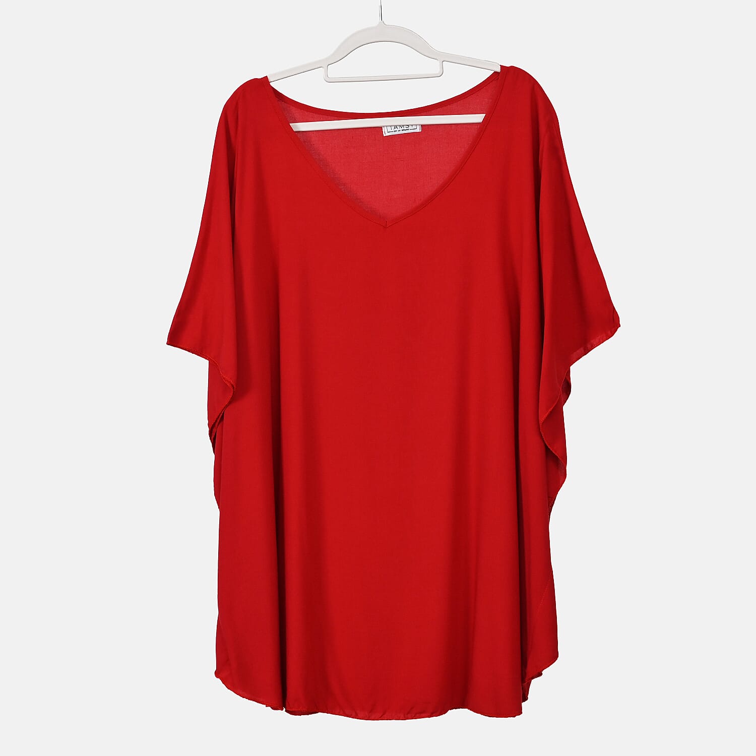 TAMSY 100% Viscose Printed V-Neck Top (One Size) - Red