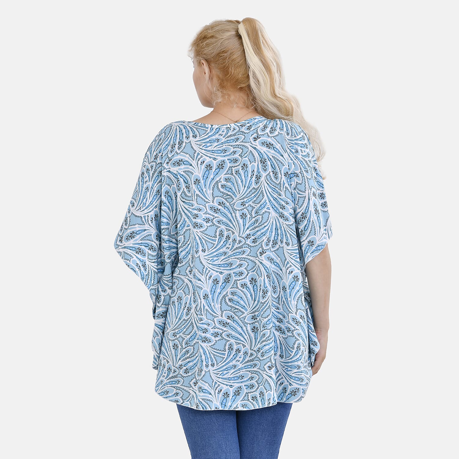 Tamsy Viscose Printed Top (One Size 8 - 20) - Grey