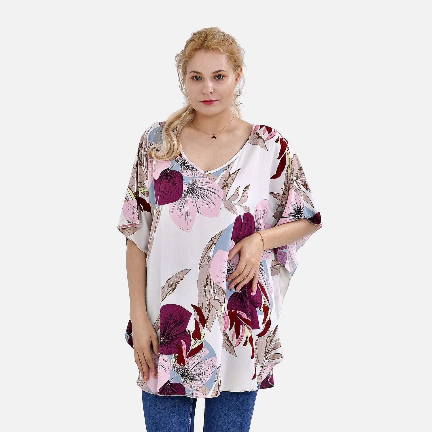 Tamsy Viscose Printed Top (Size 8 - 20) - Red & Green