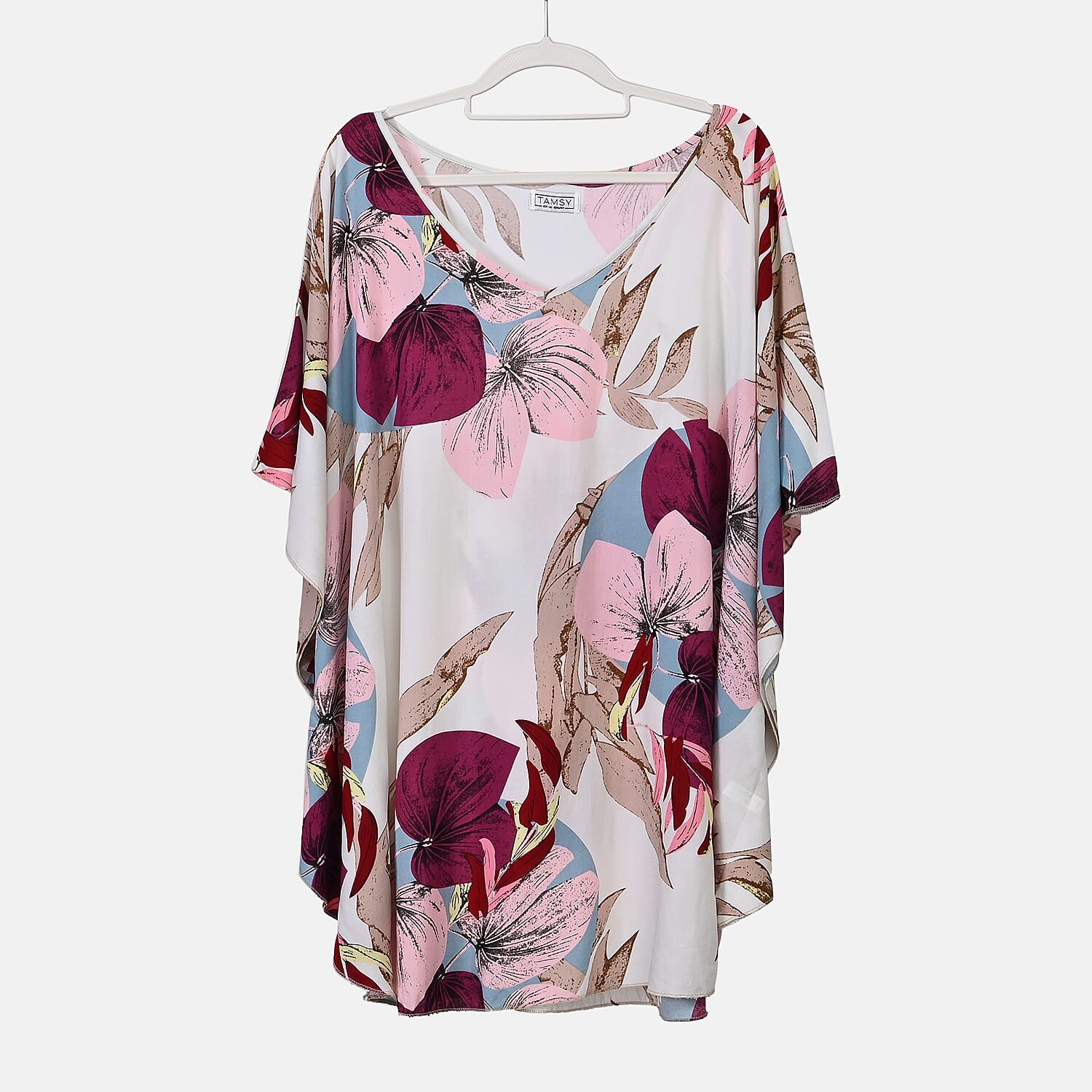 Tamsy Viscose Printed Top (Size 8 - 20) - Red & Green