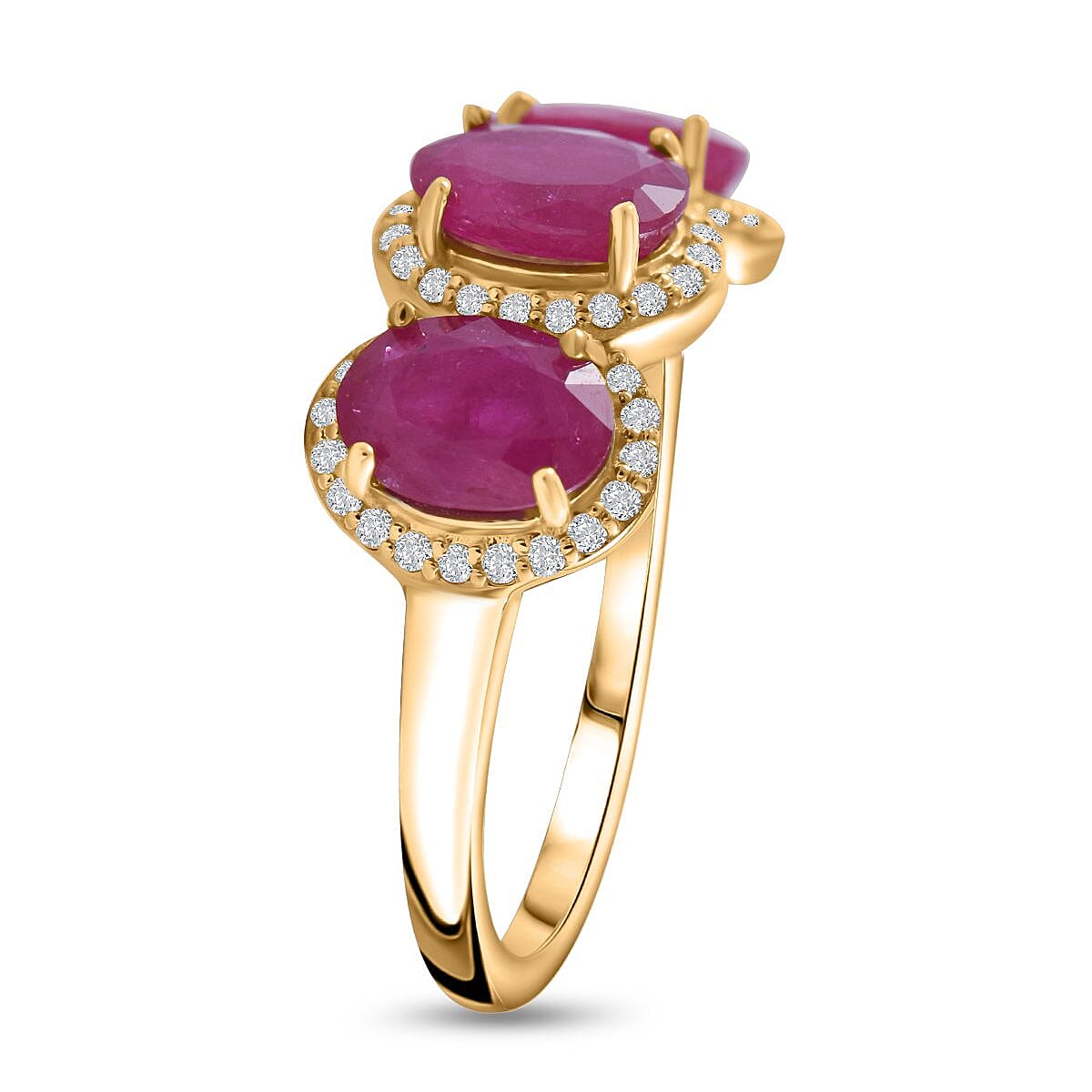 14K Yellow Gold AAAA Montepuez Gemfields Montepuez Ruby & Diamond Ring 3.30 Ct.