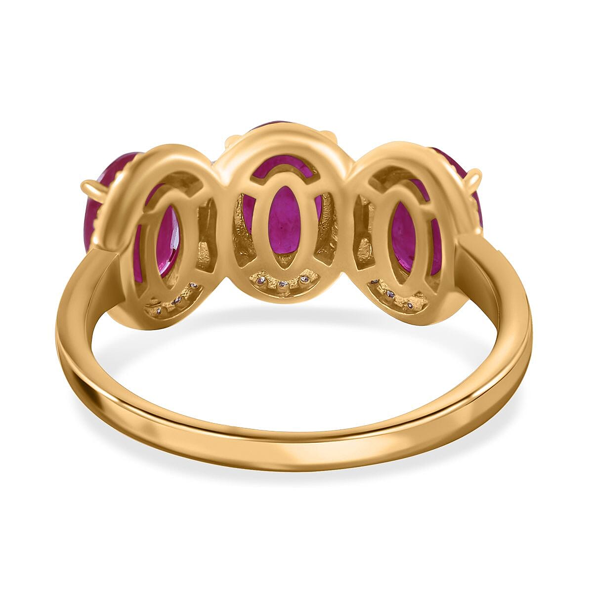 14K Yellow Gold AAAA Montepuez Gemfields Montepuez Ruby & Diamond Ring 3.30 Ct.