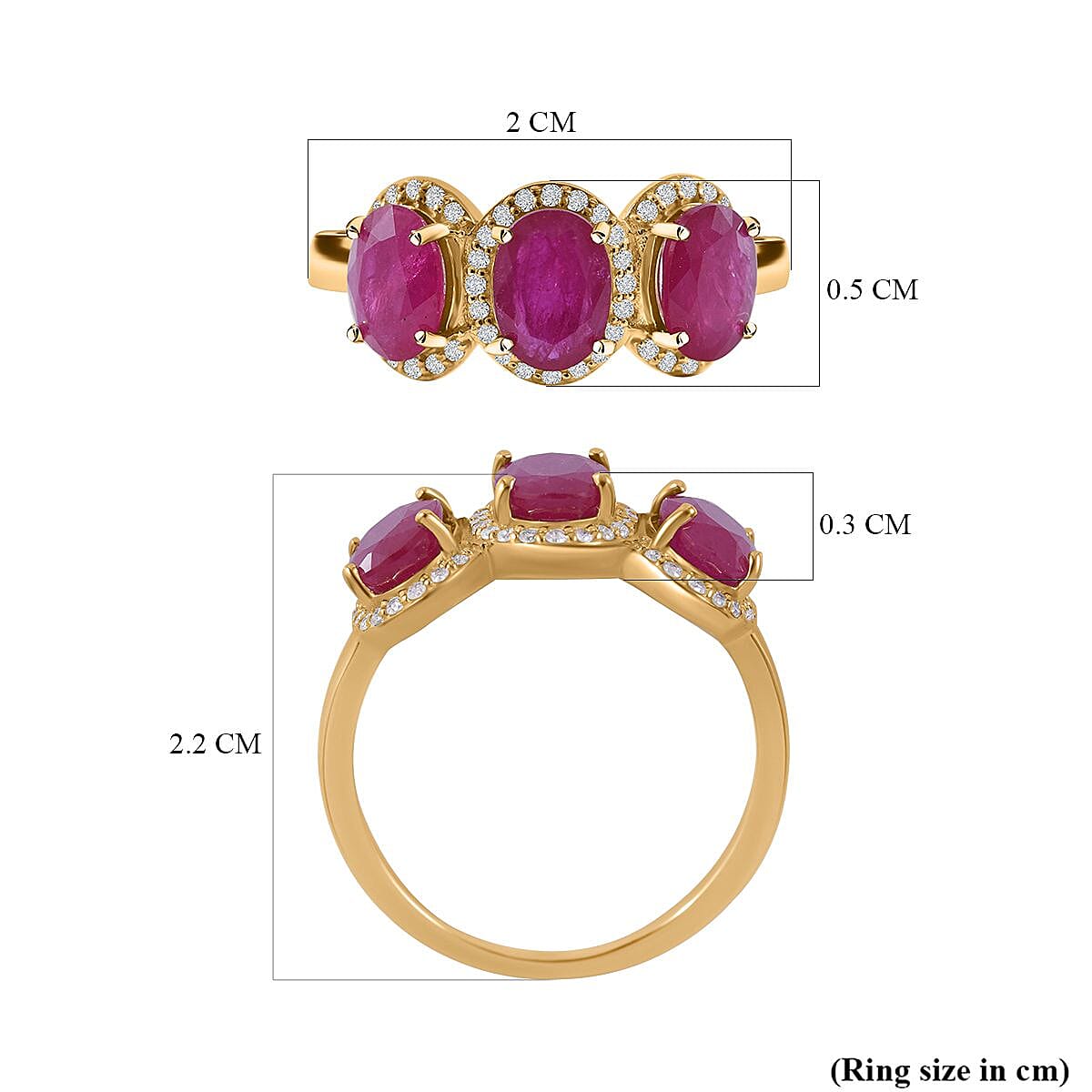 14K Yellow Gold AAAA Montepuez Gemfields Montepuez Ruby & Diamond Ring 3.30 Ct.