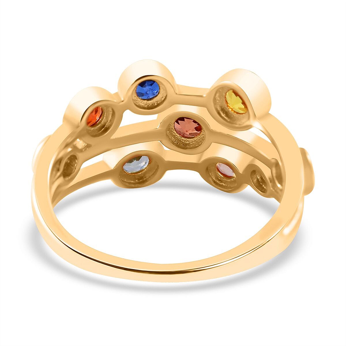 Multi Sapphire Bubble Ring in 18K Vermeil YG Plated Sterling Silver 2.00 Ct.