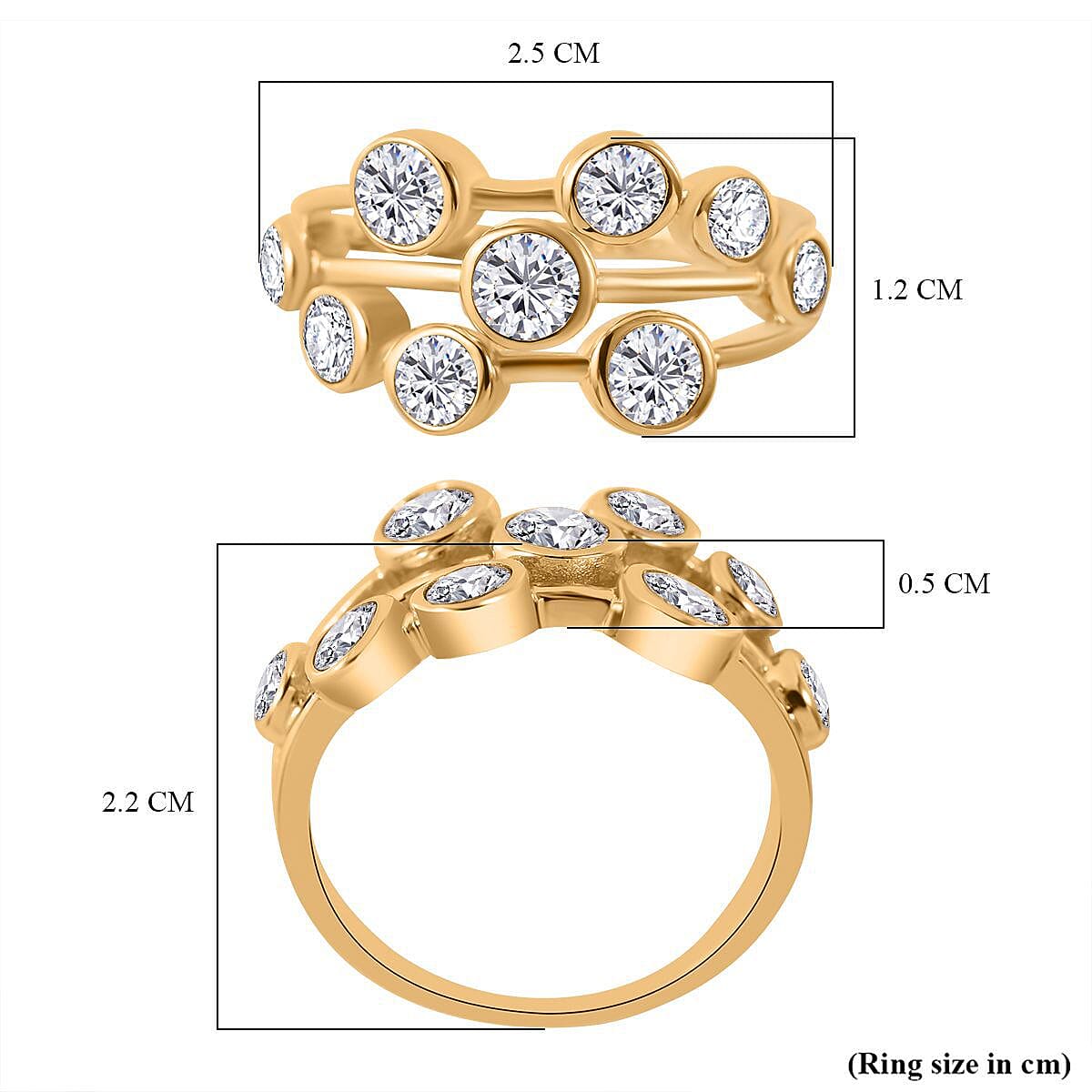 Designer Inspired - Moissanite Bubble Ring in 18K Vermeil YG Plated Sterling Silver 1.54 Ct Designer Inspired - Moissanite Bubble Ring in 18K Vermeil YG Plated Sterling Silver 1.54 Ct